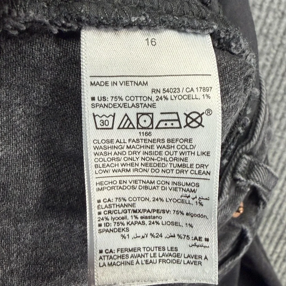 Old Navy Sky Hi Wide-Leg Jeans Womens 16 Charcoal Wash High‎ Rise Raw Hem Denim